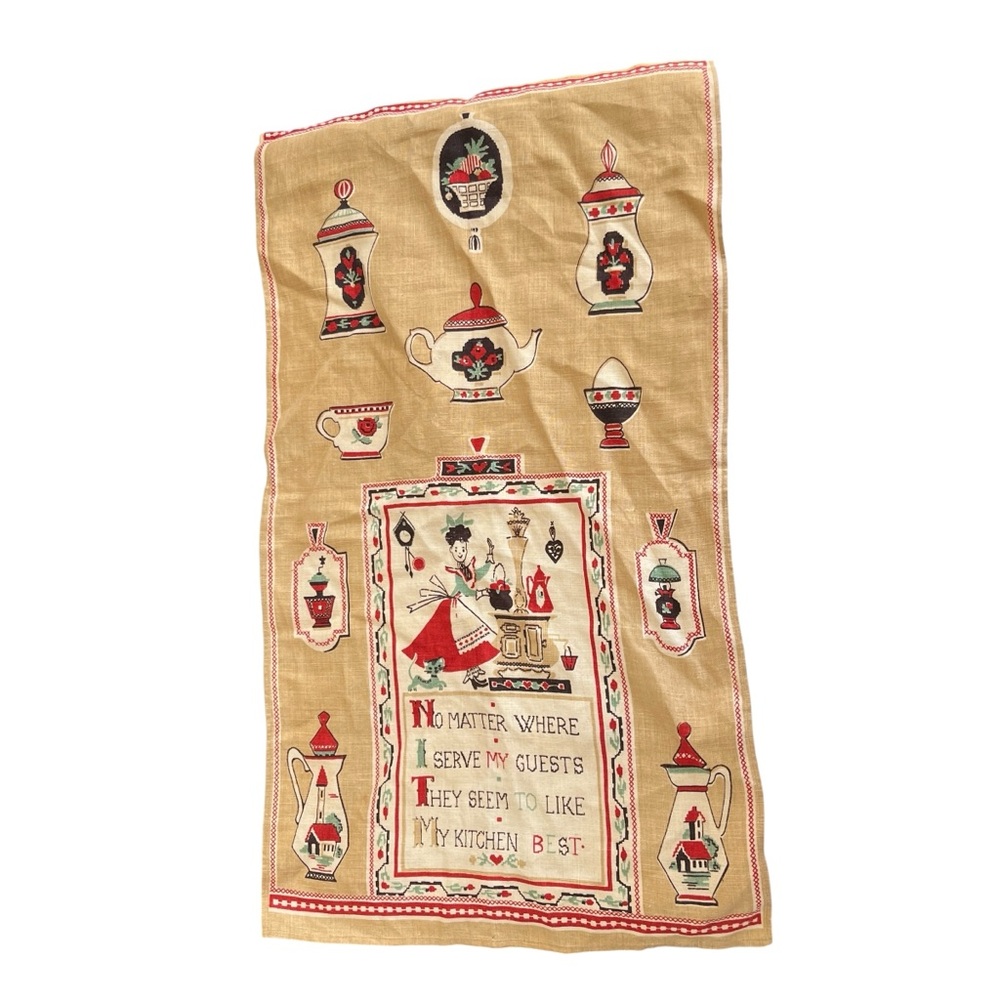 Vintage Fallani & Cohn Linen Tea Towel Grandma Kitchen Cottagecore
